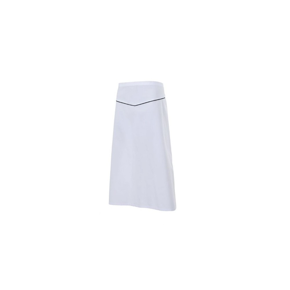 LONG LAUREL APRON WHITE/BLACK S/U