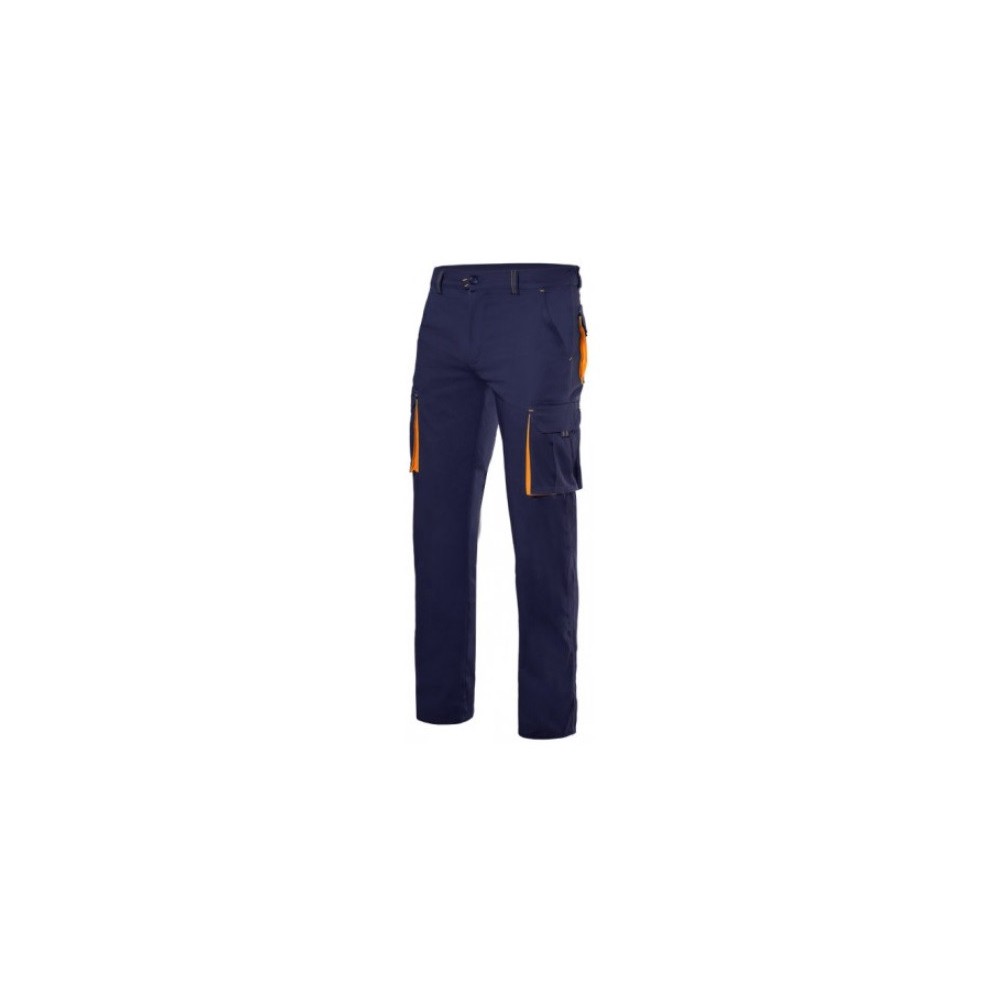 TWO-TONE NAVY/FLUOR ORANGE STRETCH TROUSERS 46