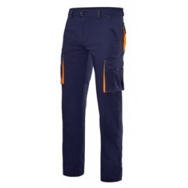 PANTALON STRETCH BICOLOR MARINO/NARANJA FLUOR 46