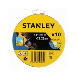 CAN OF 10 STAINLESS STEEL CUTTING DISCS 115 STANLEY