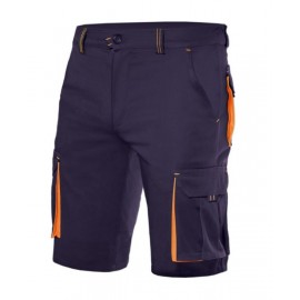 STRETCH BERMUDA TWO-COLOR NAVY/FLUOR ORANGE 34