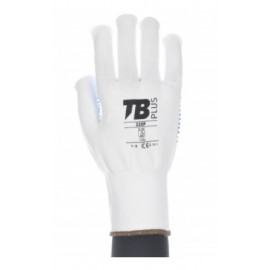 WHITE NYLON GLOVE WITH WHITE PVC DOTS