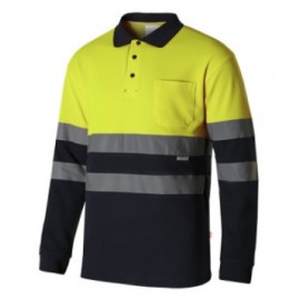 AV TWO-TONE LONG SLEEVE COTTON POLO SHIRT