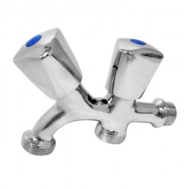 DOUBLE WASHING MACHINE FAUCET WITH METAL CONTROL 1/2"x3/4"x3/4"