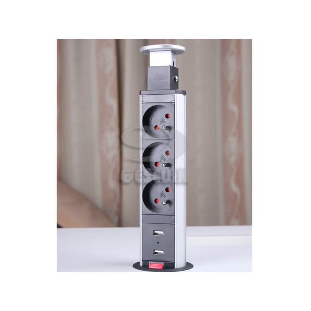 ELEVABLE SOCKET TOWER (3 OUTLETS 2 USB CONNECTORS)