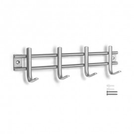 STAINLESS STEEL HANGER WITH 4 STAINLESS STEEL HOOKS.