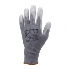 GRAY POLYESTER GLOVES PALM COATED WITH POLYURETHANE T10