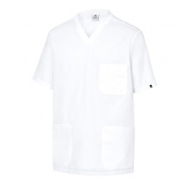 CASACA SANITARIA TEJIDO COMBINADO REGULAR FIT BLANCO 2XL