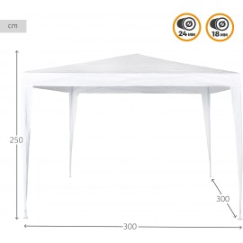 Gazebo 300X300X250CM WHITE PLASTIC