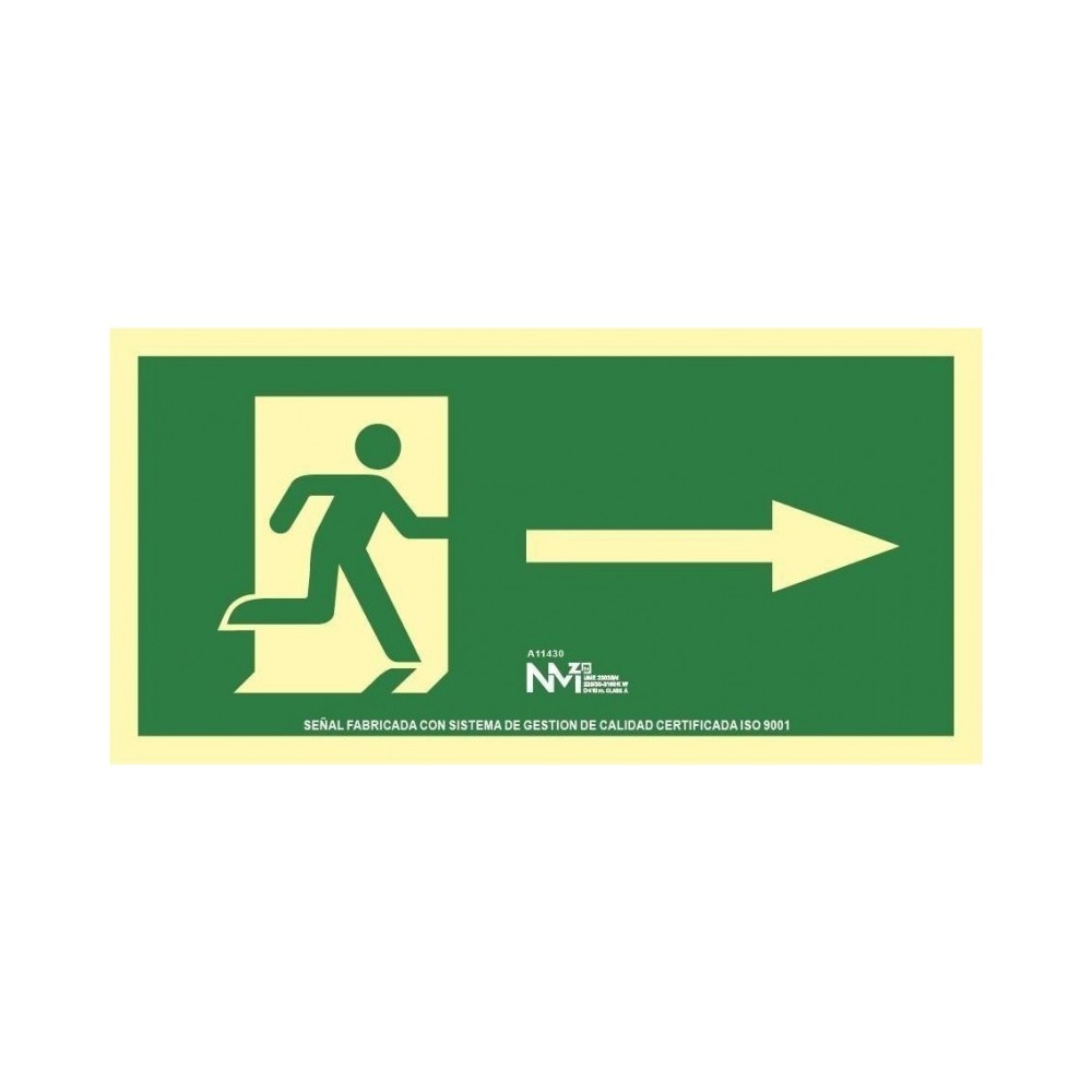 EVACUATION SIGN RIGHT ARROW PVC 0.7MM CLASS B 320X160MM