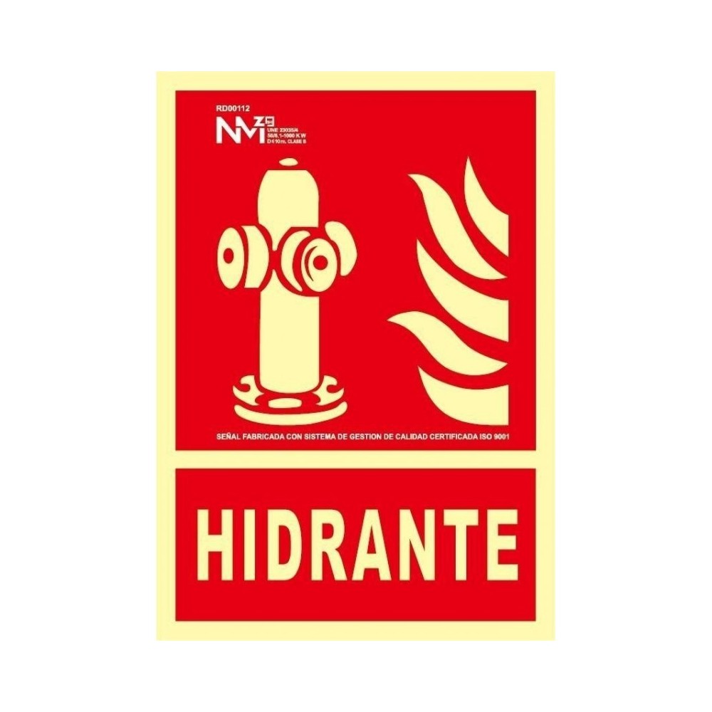 SEÑAL HIDRANTE PVC 0,7MM CLASE B 210X300MM