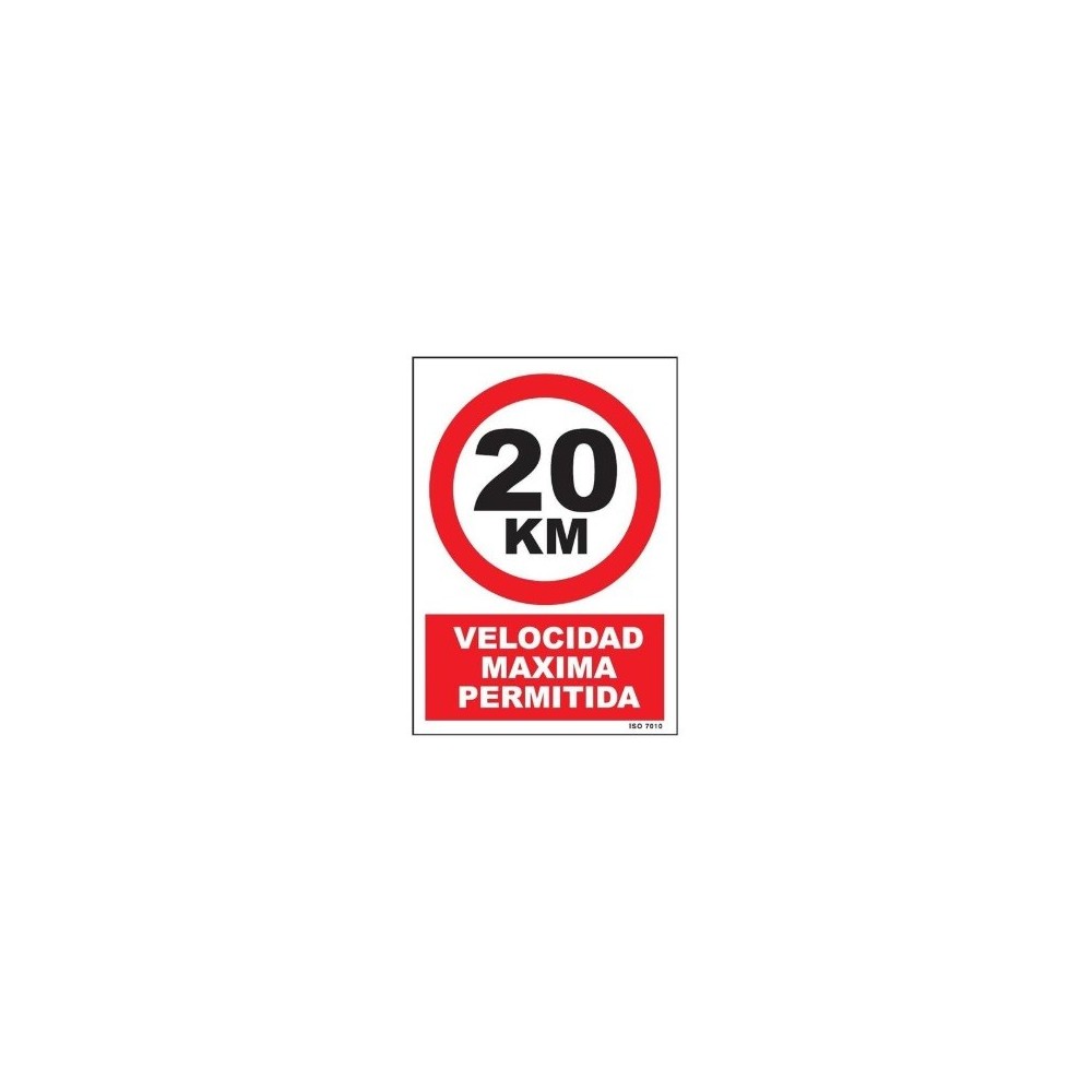 CARTEL 3070 "VELOCIDAD MAX 20" 29.7 x 21 CM UNE-2033/1B