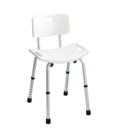 BATHROOM STOOL WITH SECURA HEIGHT ADJUSTABLE BACKREST