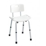 BATHROOM STOOL WITH SECURA HEIGHT ADJUSTABLE BACKREST