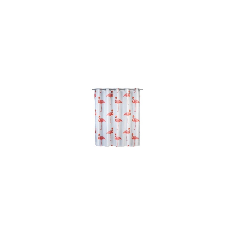 POLYESTER SHOWER CURTAIN COMFORT FLEX FLAMINGO ANTI-MOLD 180X200 CM