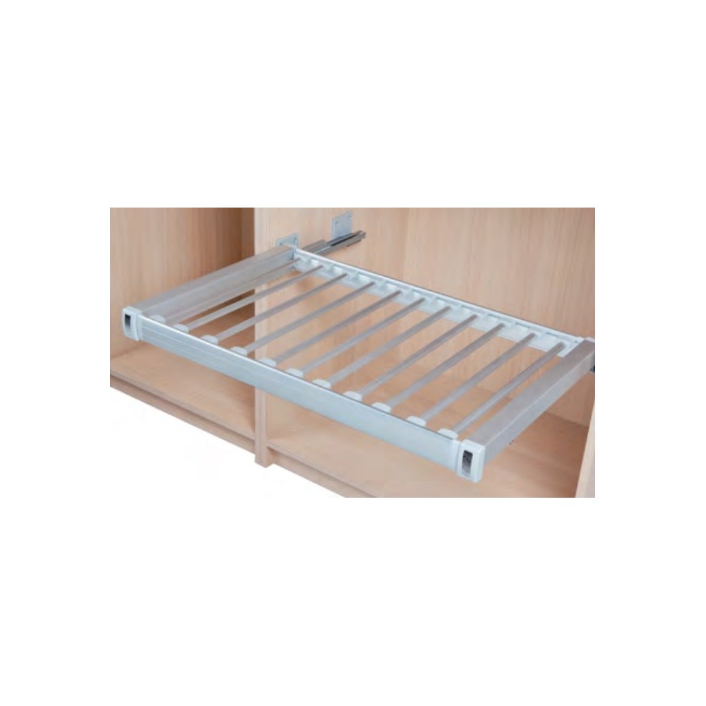 TROUSER RAIL WITH 15 REMOVABLE HANGERS W / TOTAL EXT. GUIDES W / BRAKE 964 + 60x465x63 mm