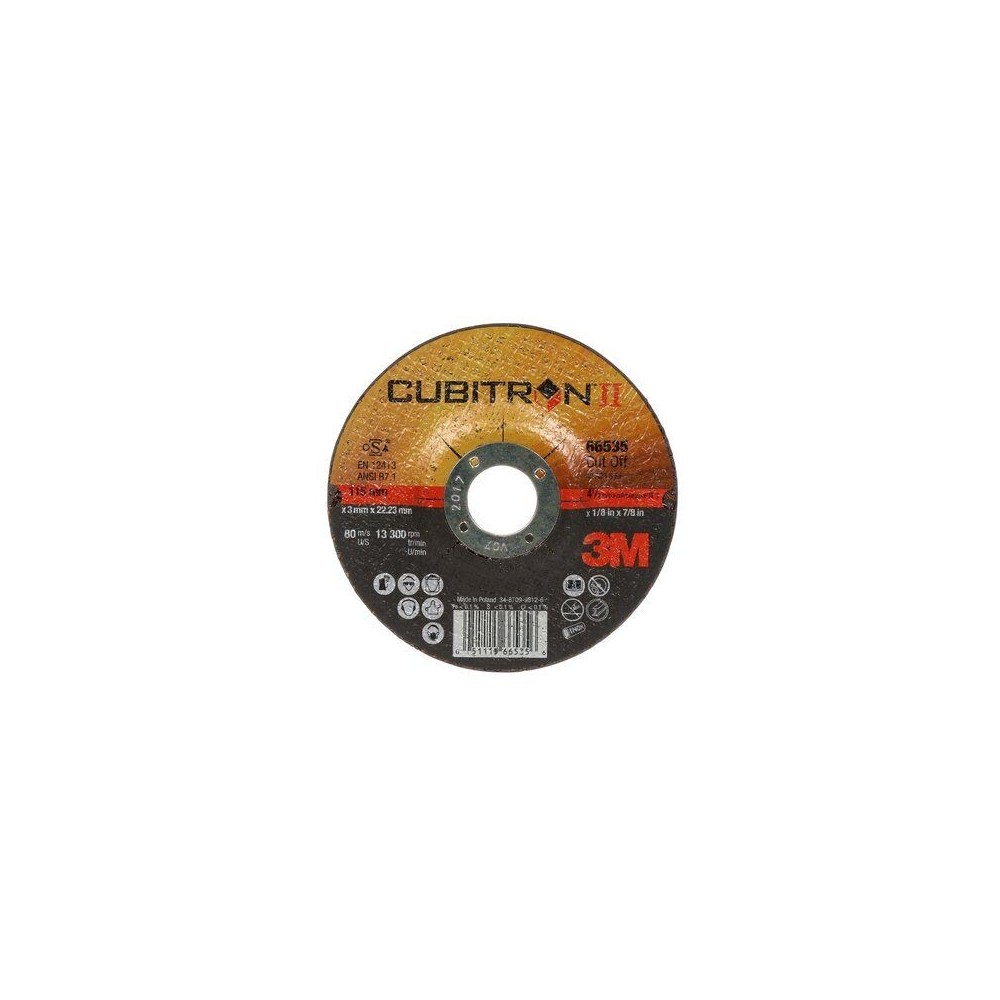 3M ™ Cubitron ™ II Flat Cutting Wheel, T41, 230mm x 2mm x 22mm, PN65463