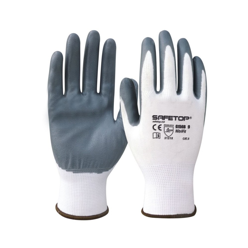 NITRI FIT, GRAY NBR NITRILE GLOVES ON NYLON SIZE 6