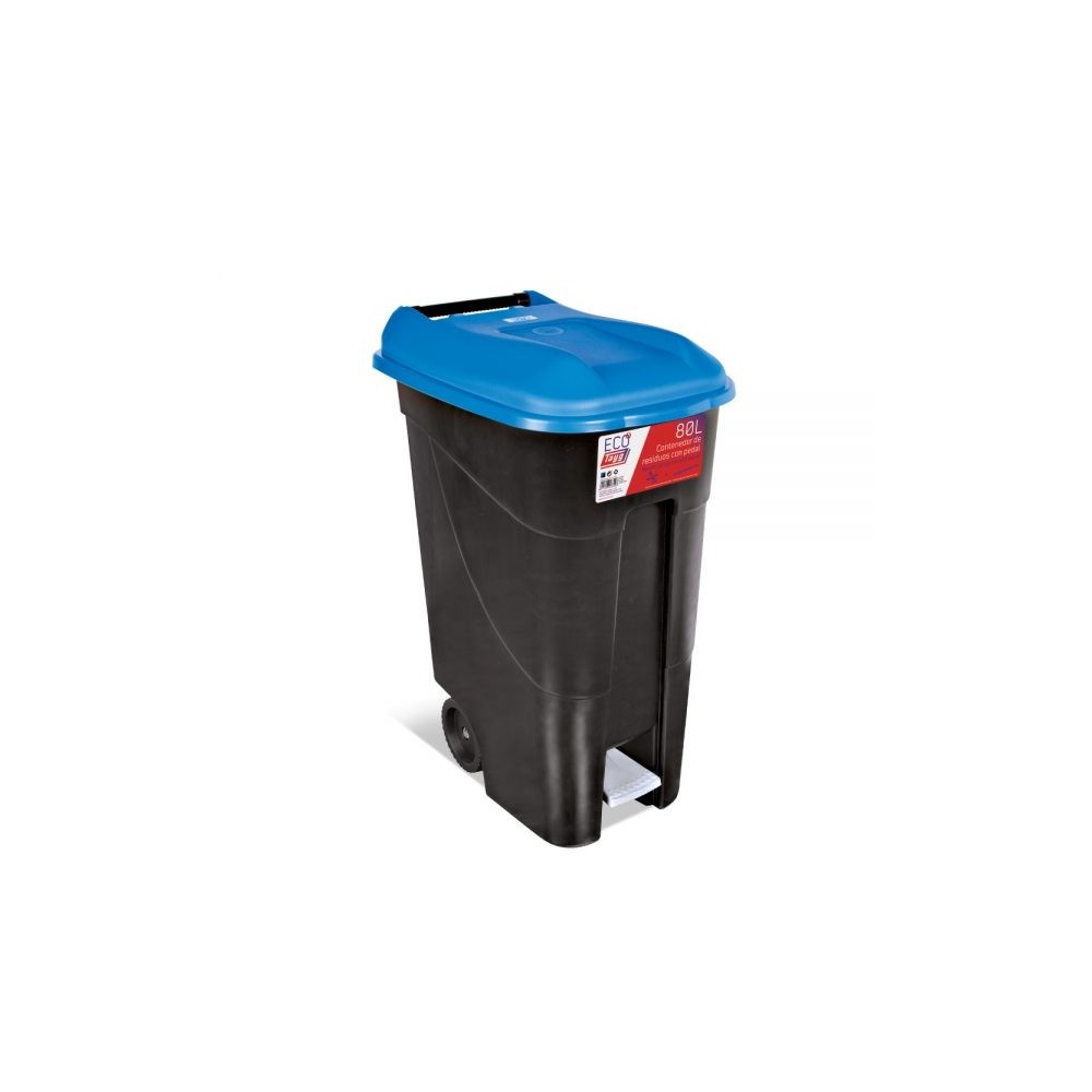 ECO TAYG 80 L. BLACK CONTAINER WITH BLUE PEDAL LID AND WHEELS