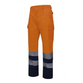 AV NAVY/FLUOR ORANGE TWO-TONE TROUSERS M