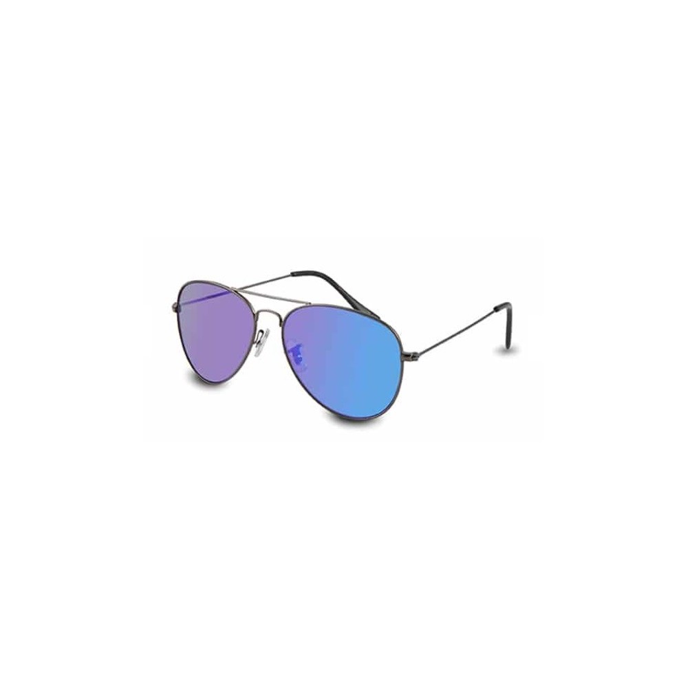 BLACK AVIATOR SUNGLASSES BLUE PC SOLAR LENS