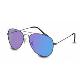 BLACK AVIATOR SUNGLASSES BLUE PC SOLAR LENS